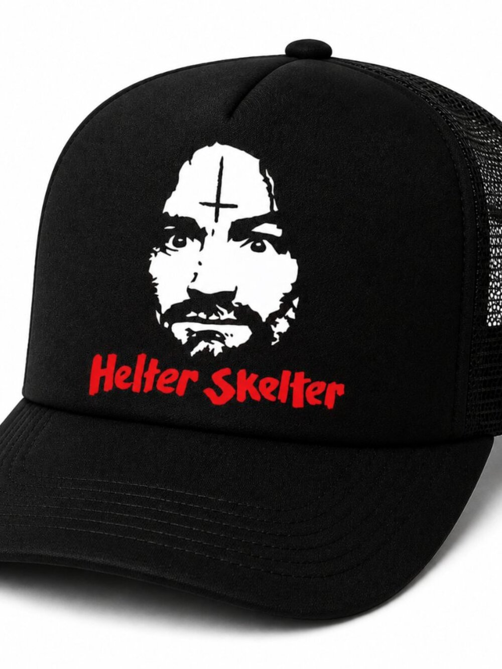 Helter Skelter True Crime Cult Lore Printed Black Foam Snapback Hat New Manson